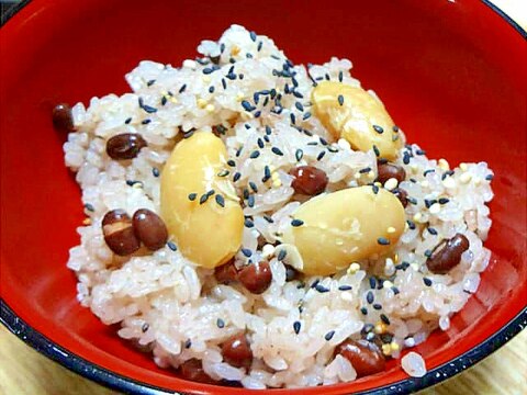 餅米と小豆で少し贅沢☆栗入り赤飯